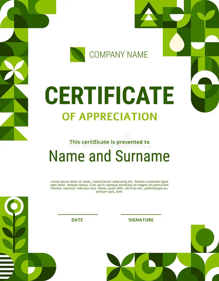 ecology-environment-diploma-certificate-green-geometric-pattern-vector-modern-appreciation-layout-frame-abstract-natural-450022349